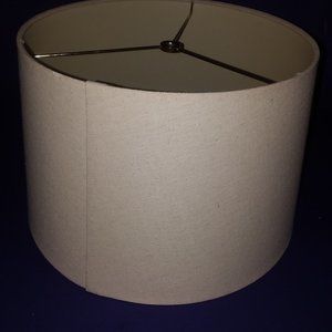 LAMP DRUM STYLE SHADE LINEN BEIGE FABRIC MID CENTURY VINTAGE - NICE! 9 X 14